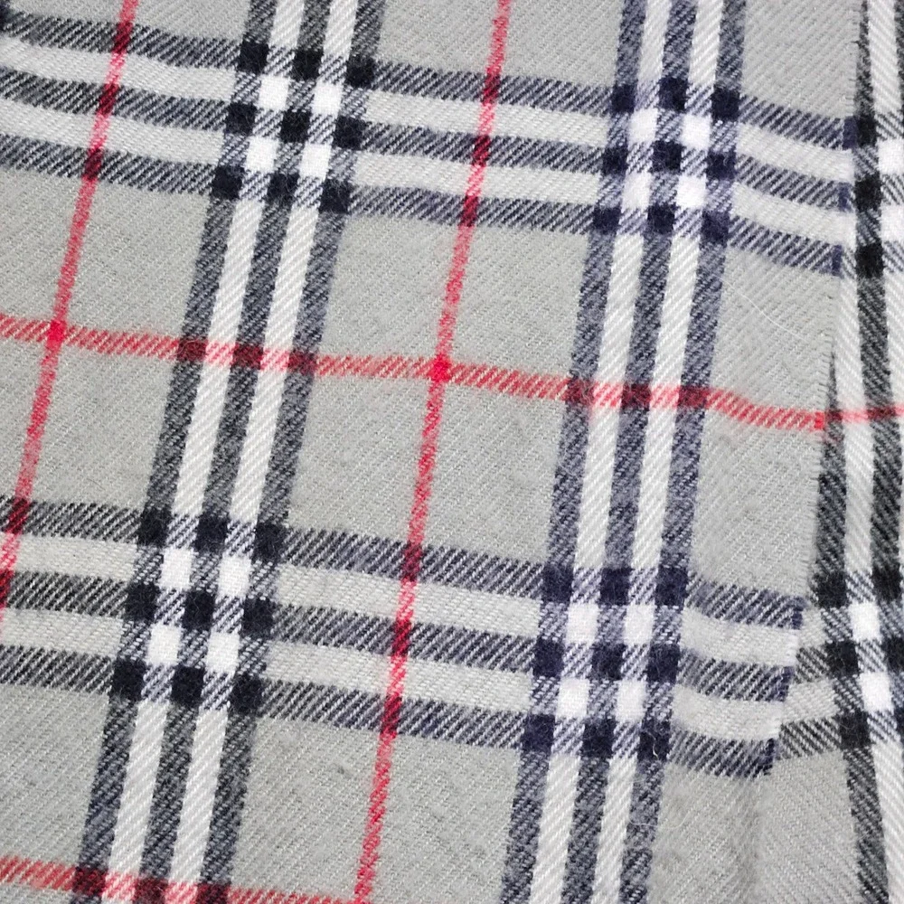Burberrys Scarf Grey One Size Lambswool Nova Check Plaid Vintage Made in England